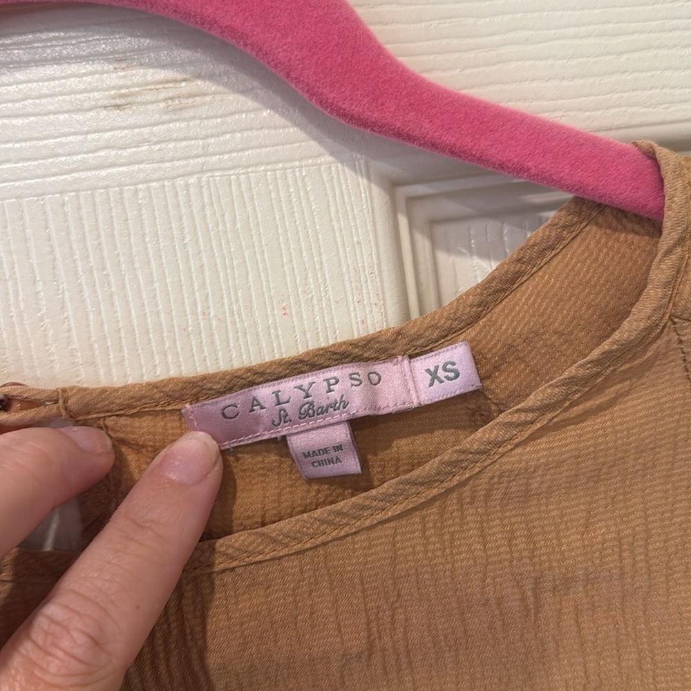 Calypso St. Barth silk puff sleeve top, XS - Picture 4 of 7